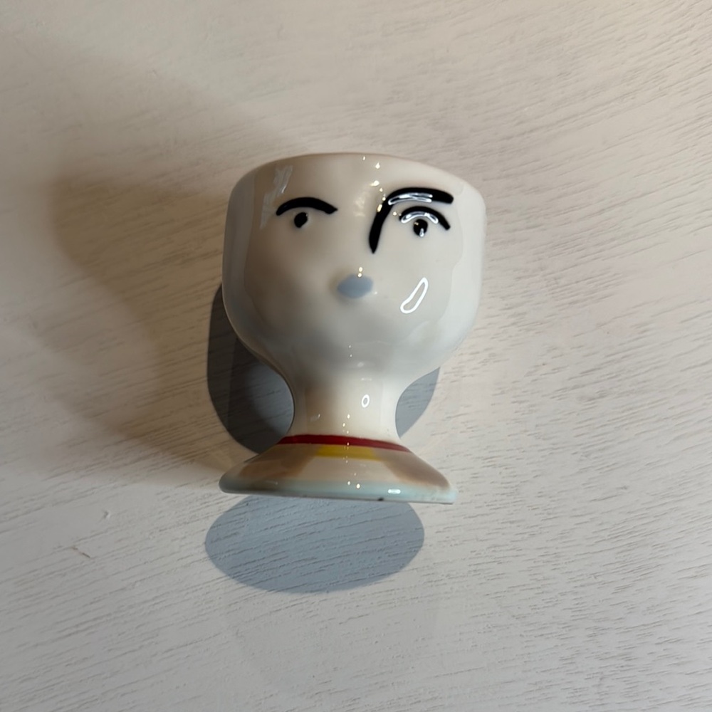 Minimalist Black and White Ceramic Face Egg Cup
